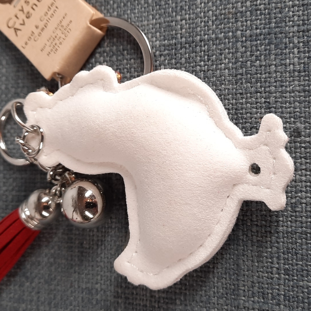 Chicken Hen Crystal Rhinestone Keychain Purse Charm Backpack Clip Gift - Picture 3 of 4